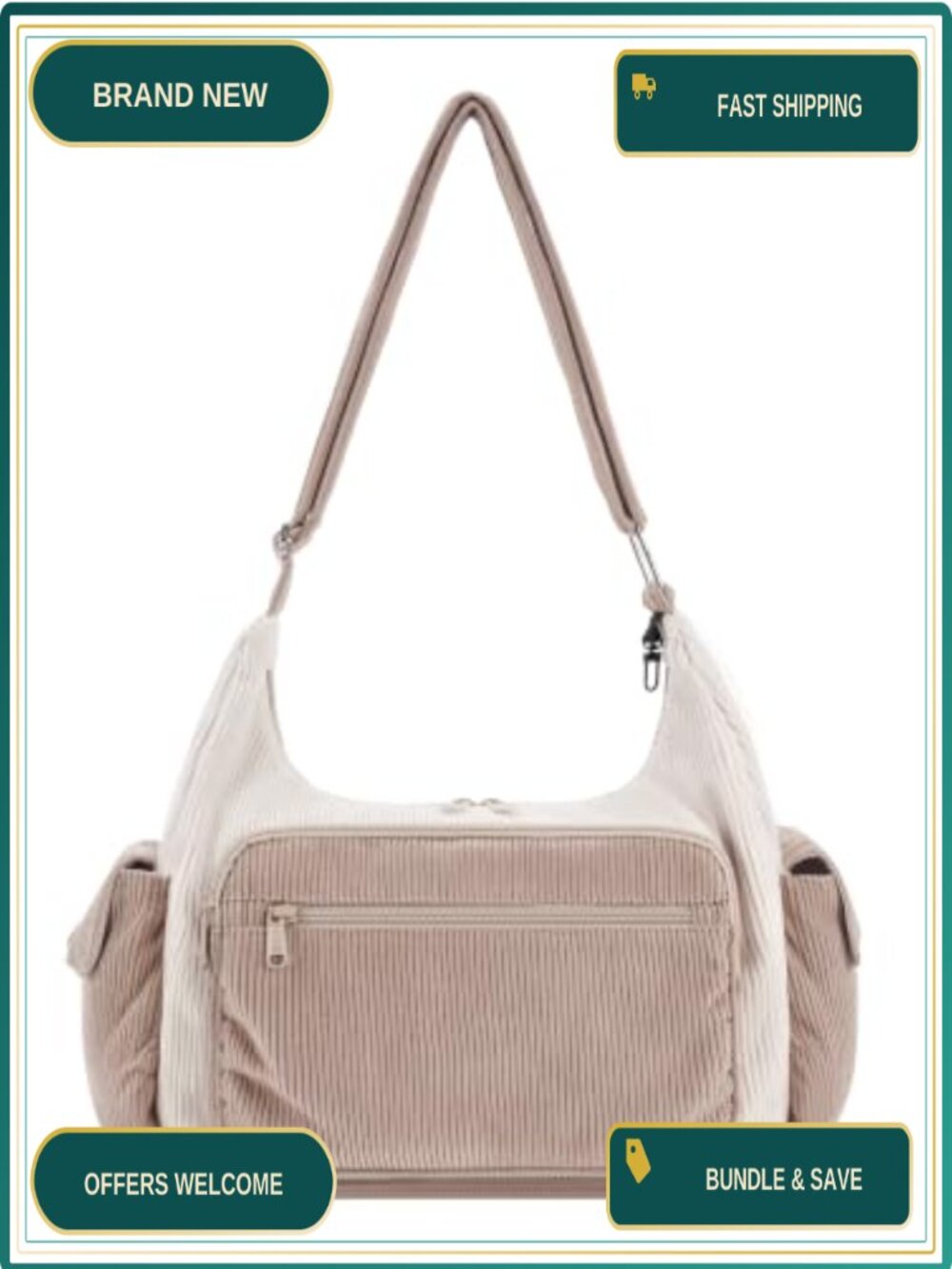 Recycled Corduroy Hobo Crossbody Bag RFID Blocking Shoulder Bag